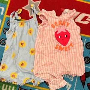 Old Navy Blue Romper with Sunflower Print